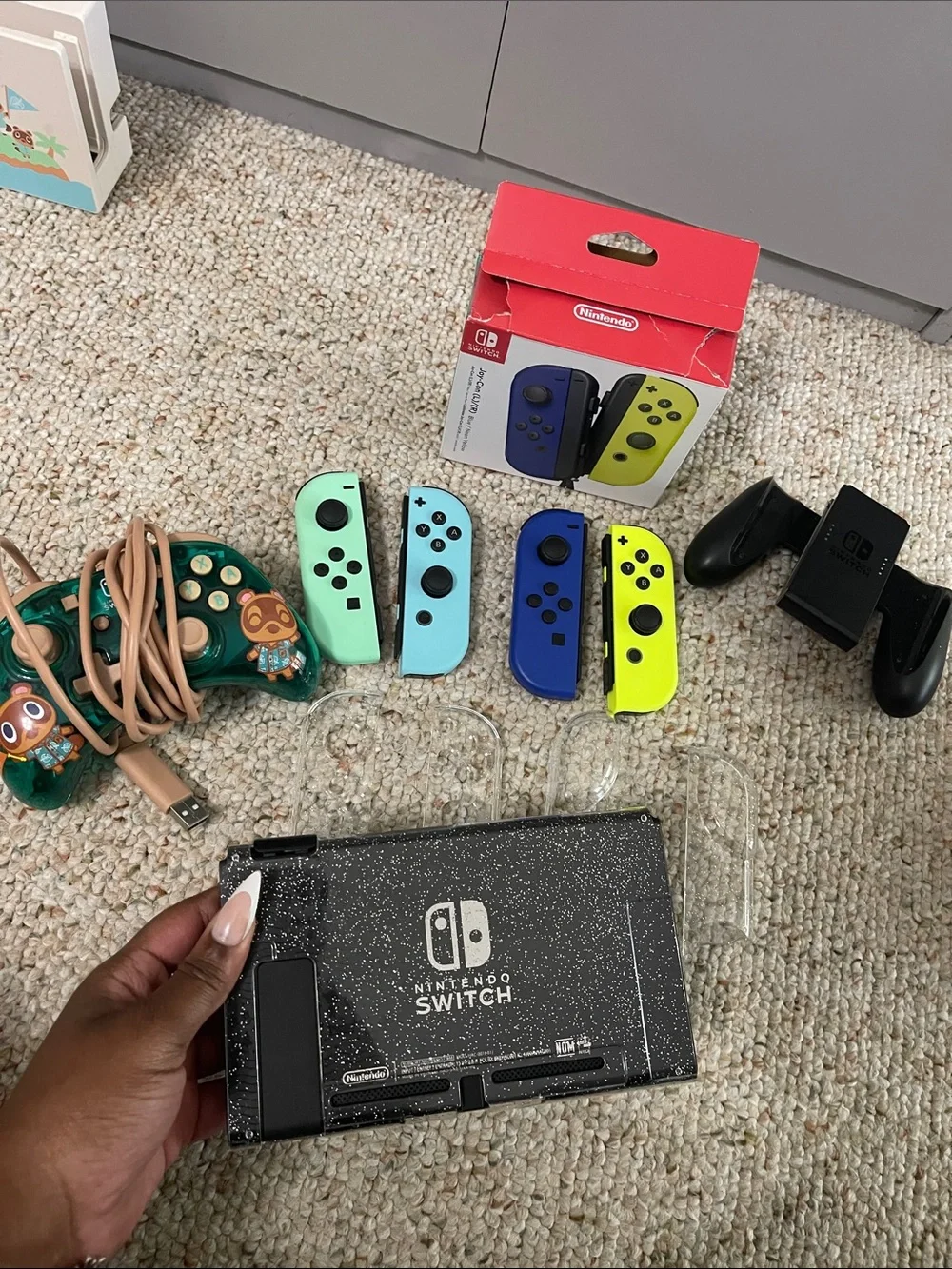 Nintendo Switch Bundle with Mint Green and Neon Yellow Joy‑Con Controllers